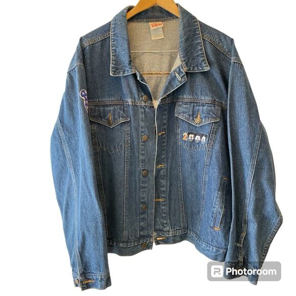 The Disney Store Vintage Mickey Mouse Denim Trucker Jacket Large 2000 Y2K - Picture 2 of 12